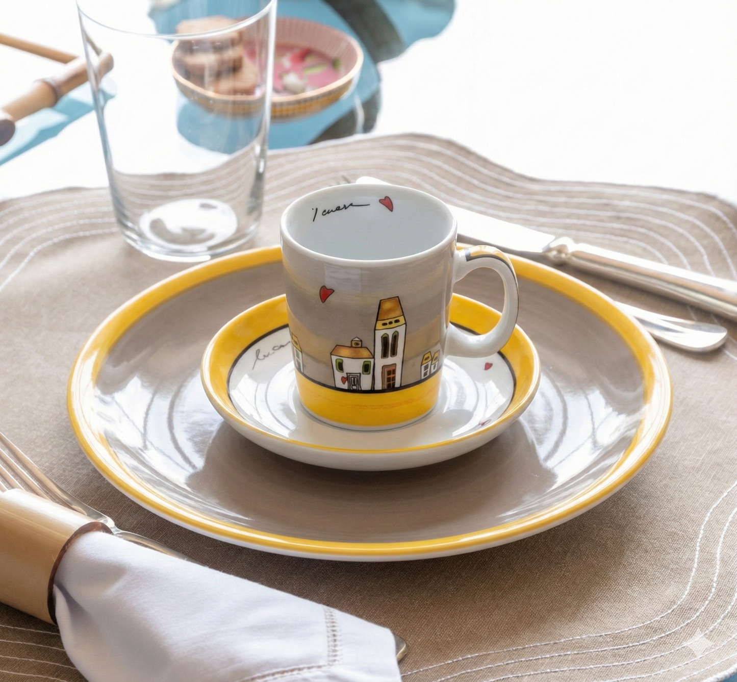 Set 2 Xícaras Casinha Amarelo