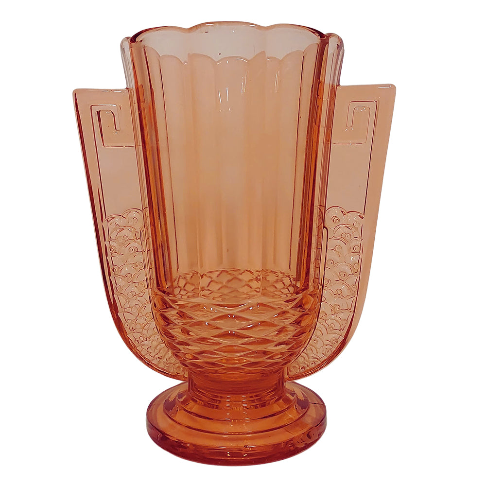 Vaso Vidro Salmão Art Deco