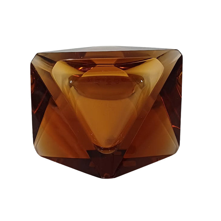 Cinzeiro Cristal Multifacetado Âmbar