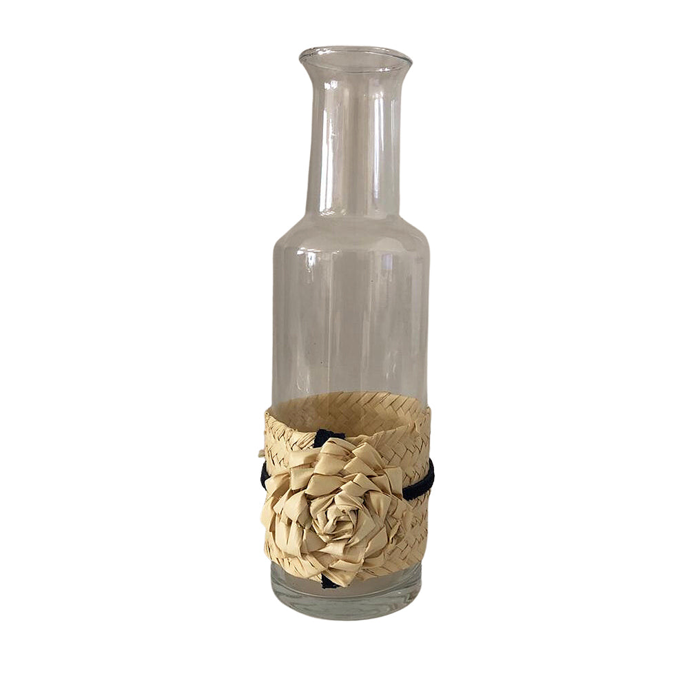 Garrafa Rustica Base Palha Flor