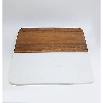 Tabua de madeira com marmore branco M