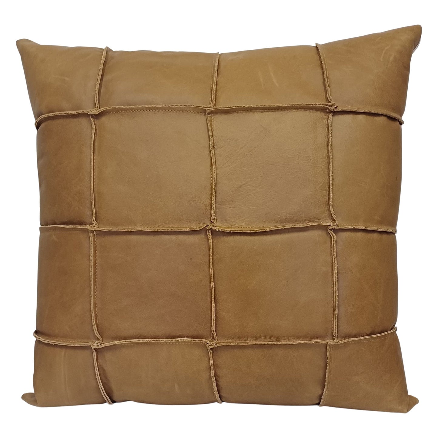 Almofada Patchwork Couro Camel