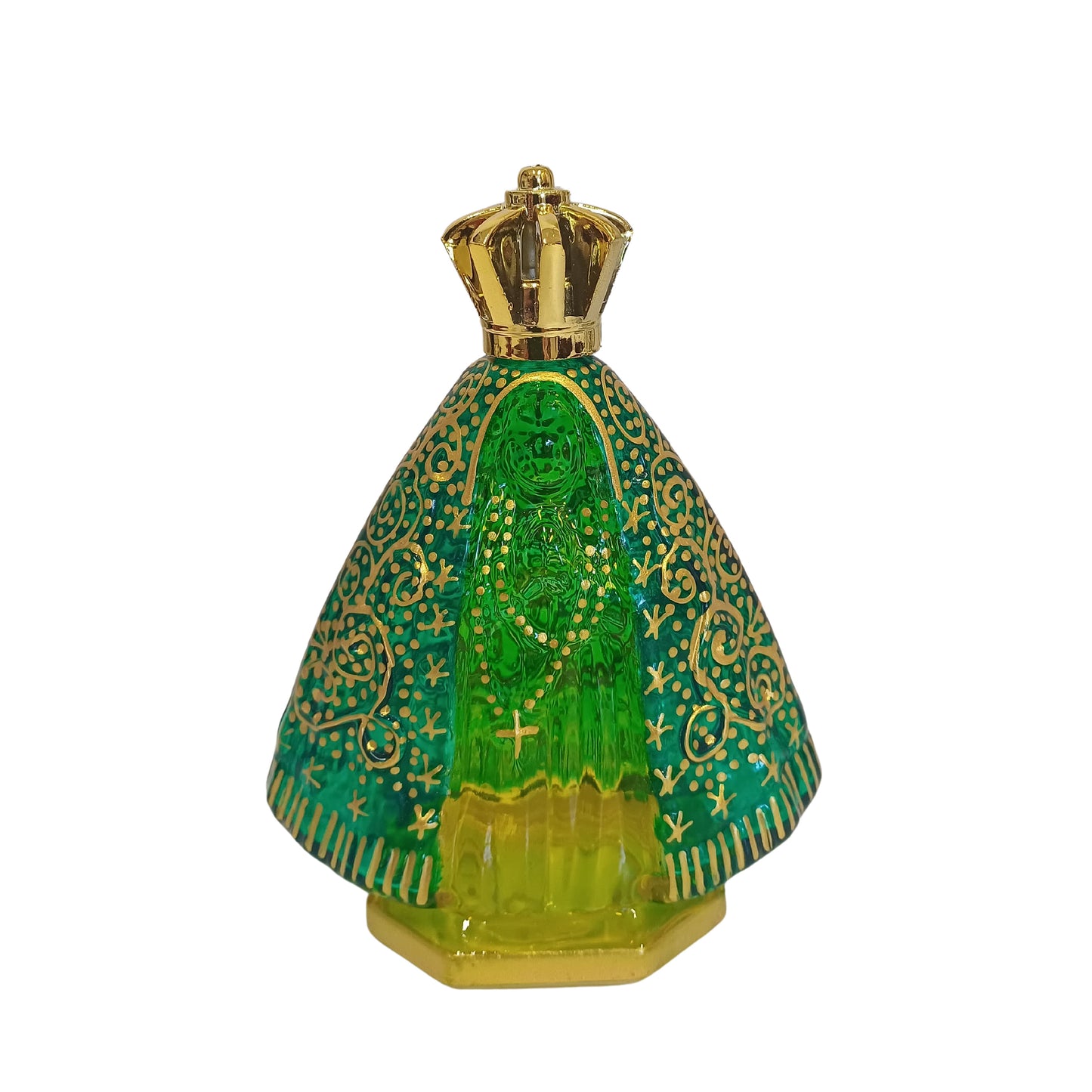 Frasco Nossa Senhora Aparecida Verde com dourado