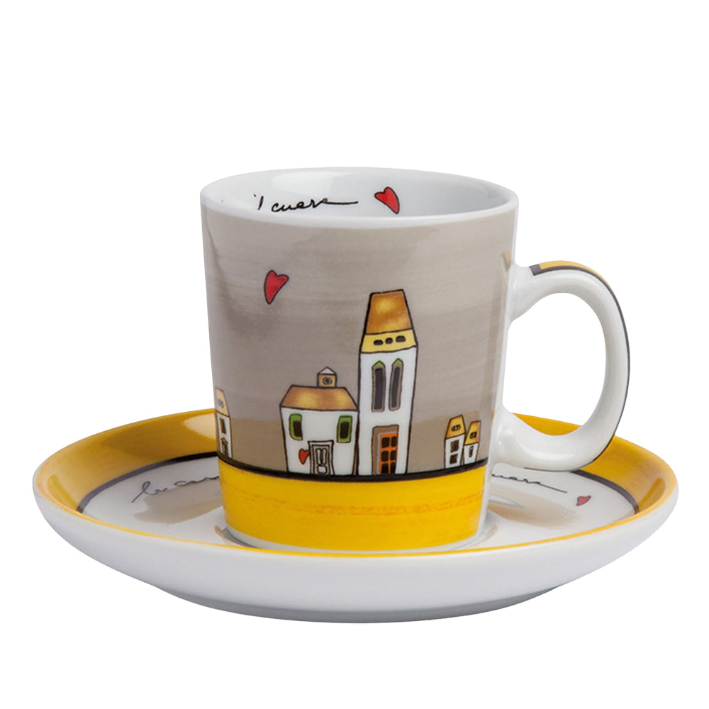 Set 2 Xícaras Casinha Amarelo