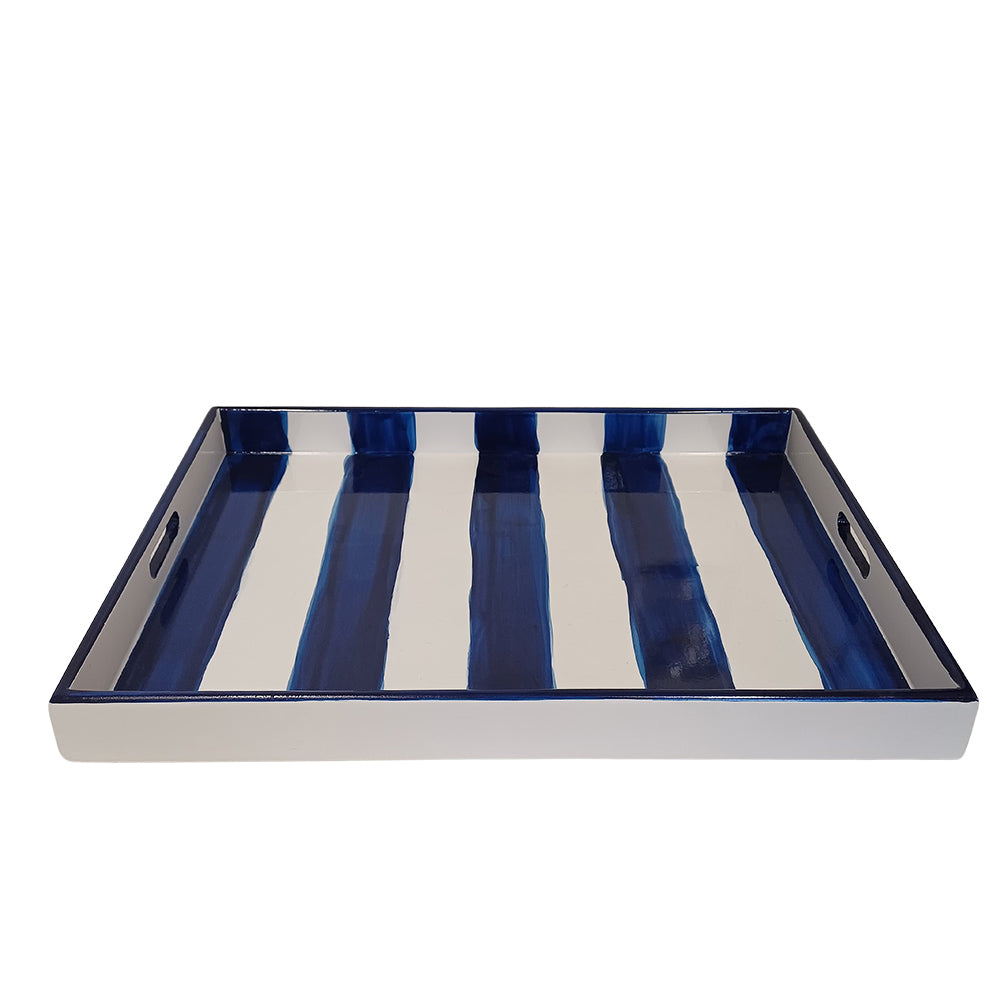 Bandeja Listrada Azul e Branca