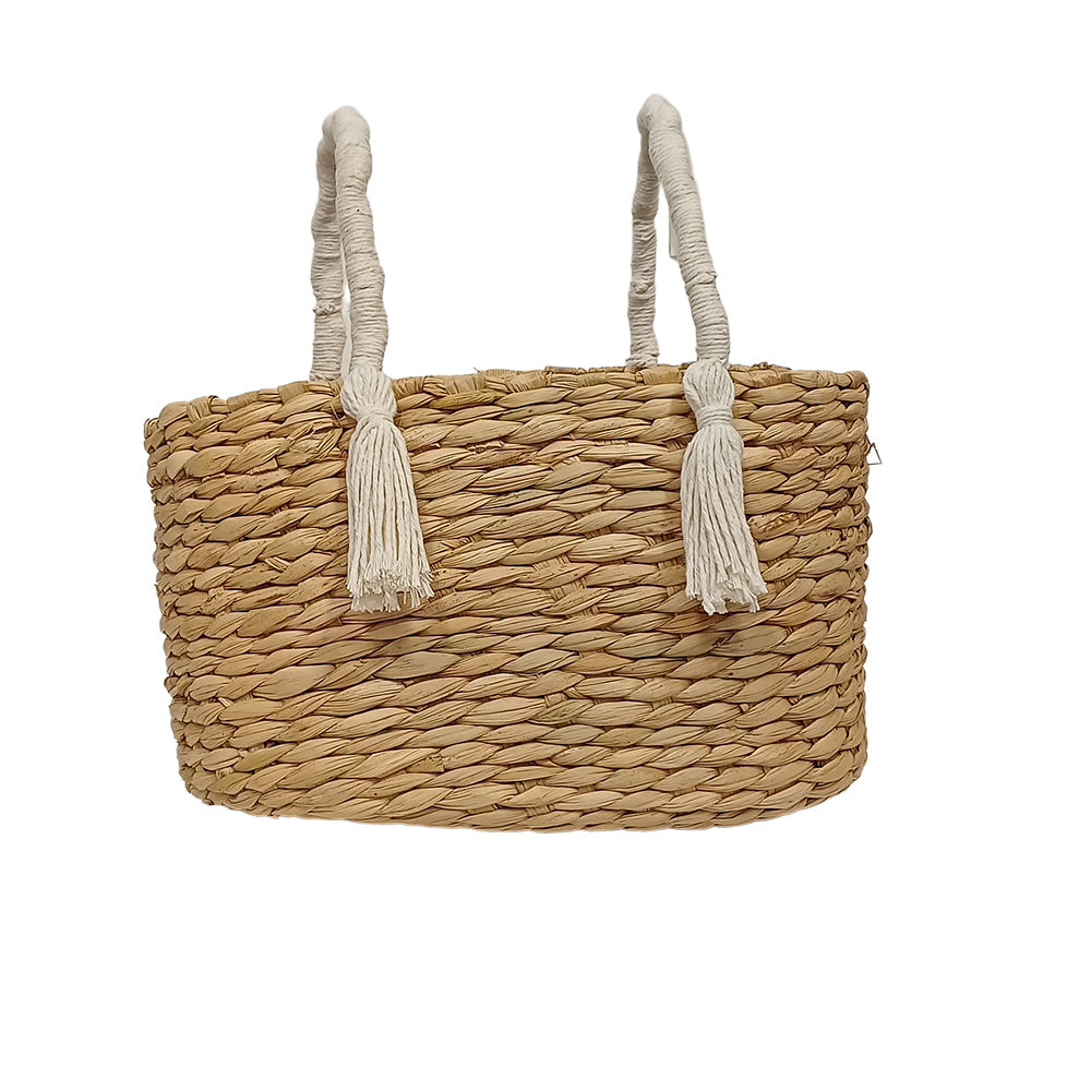 Cesto em Taboa Natural Tassel Off White
