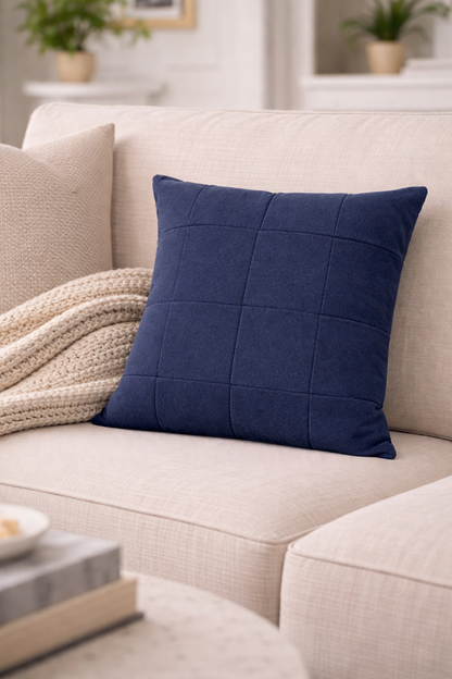 Almofada Patchwork Lona Azul