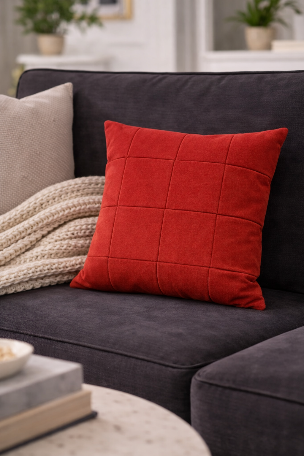 Almofada Patchwork Lona Vermelha