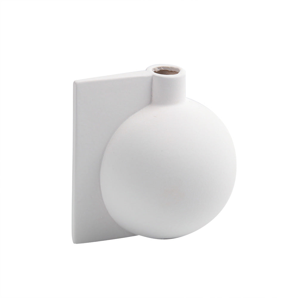 Vaso Decorativo Detalhe Formas Retas em Cerâmica Branco