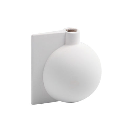 Vaso Decorativo Detalhe Formas Retas em Cerâmica Branco