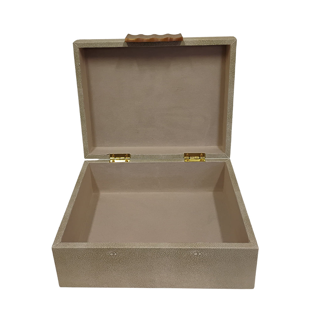 Caixa Decorativa em Couro  Bege G