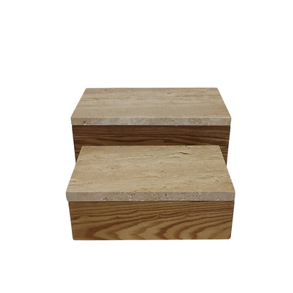 Caixa Madeira Natural e Travertino P