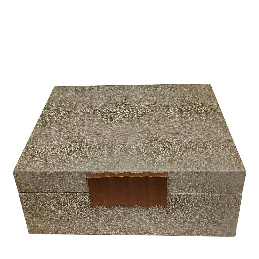 Caixa Decorativa em Couro  Bege G