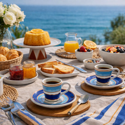 Conjunto de 6 Xícaras de Chá com Pires Olho Grego