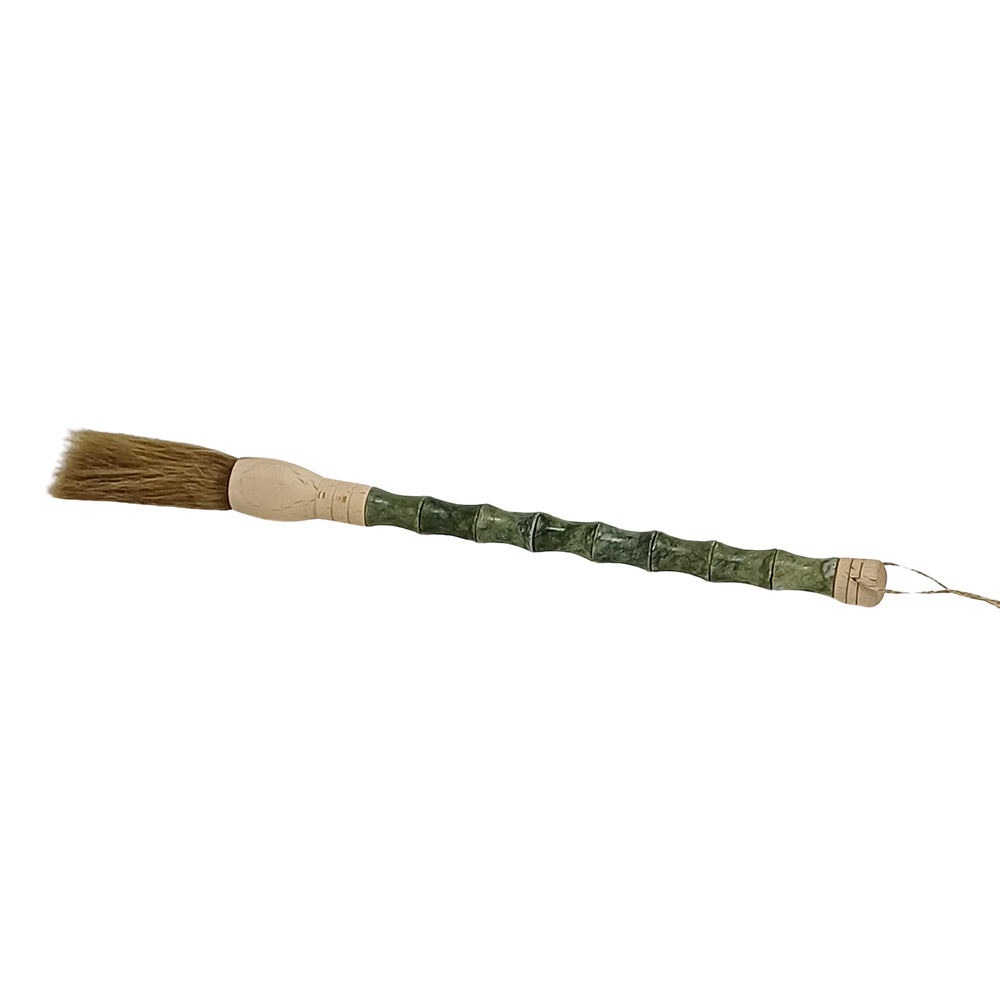 Pincel Decorativo Pedra Verde e Madeira