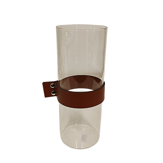 Vaso Cilíndrico Detalhe Couro