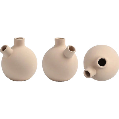 Vaso Decorativo Detalhe Formas Retas em Cerâmica Bege