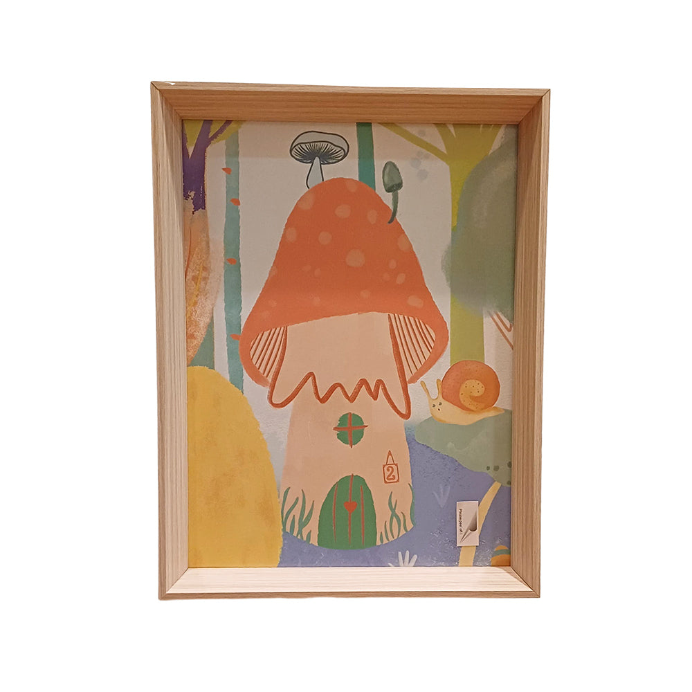 Quadro Cogumelo Moldura Madeira