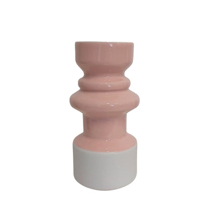 Vaso Totemico M Branco Fosco e Rosa