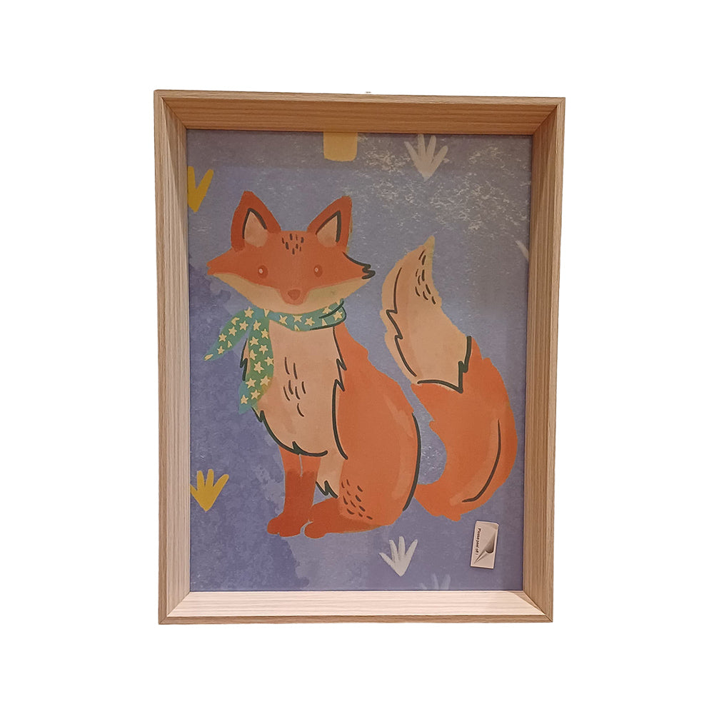 Quadro Raposa Moldura Madeira