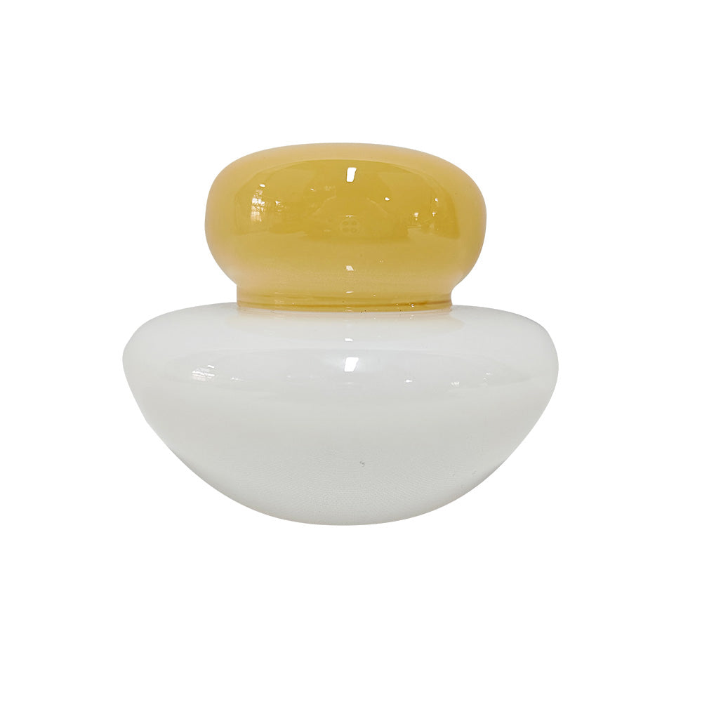 Mini Garrafa em Vidro Decorativa Amarela e Branco