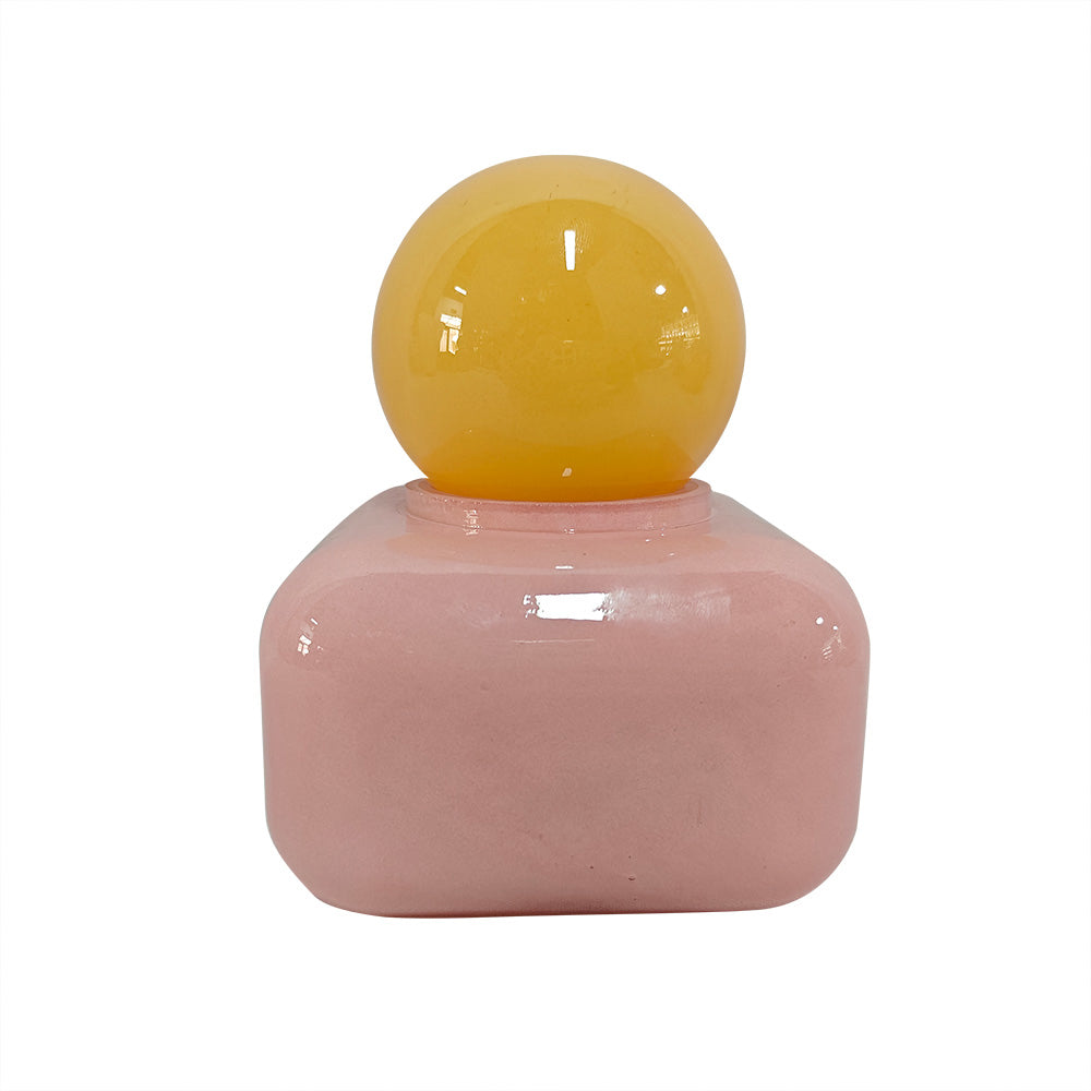 Mini Garrafa em Vidro Decorativa Rosa e Amarela