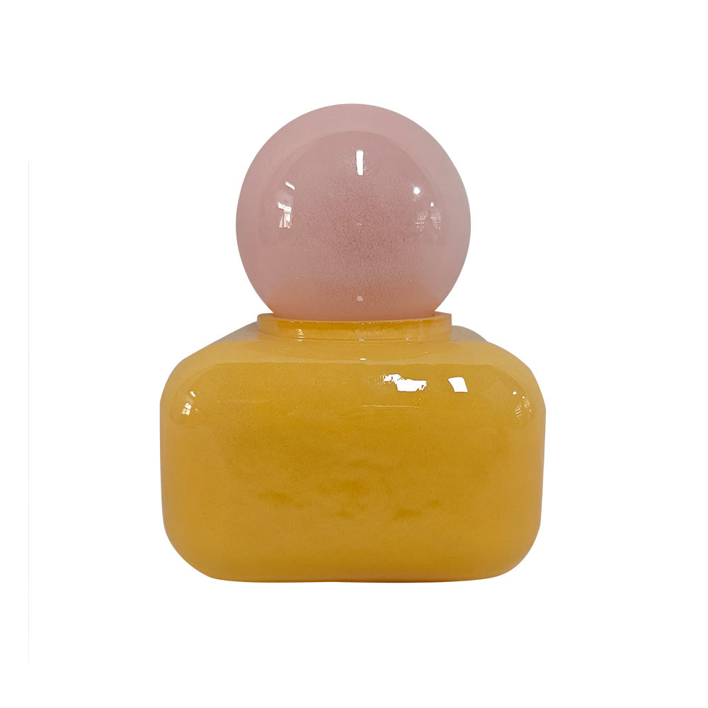 Mini Garrafa em Vidro Decorativa Amarela e Rosa