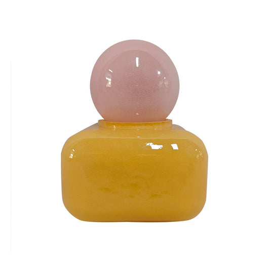 Mini Garrafa em Vidro Decorativa Amarela e Rosa