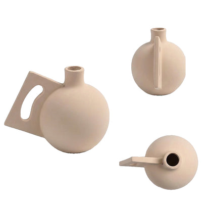 Vaso Decorativo Detalhe Formas Retas em Cerâmica  Branco