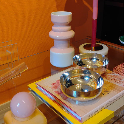 Vaso Totemico M Branco Fosco e Rosa