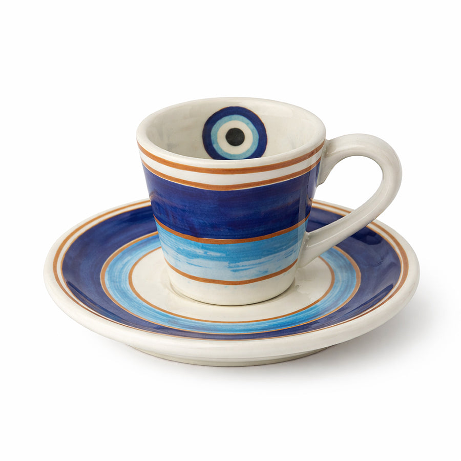 Conjunto de 6 Xícaras de Chá com Pires Olho Grego